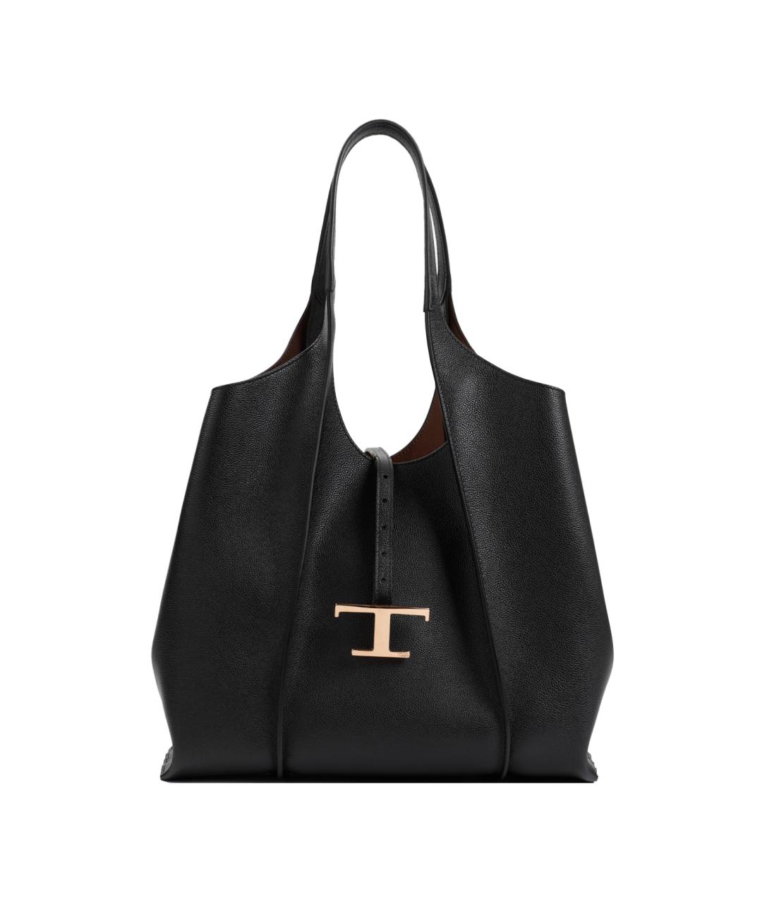 TOD'S Черная кожаная сумка тоут, фото 1