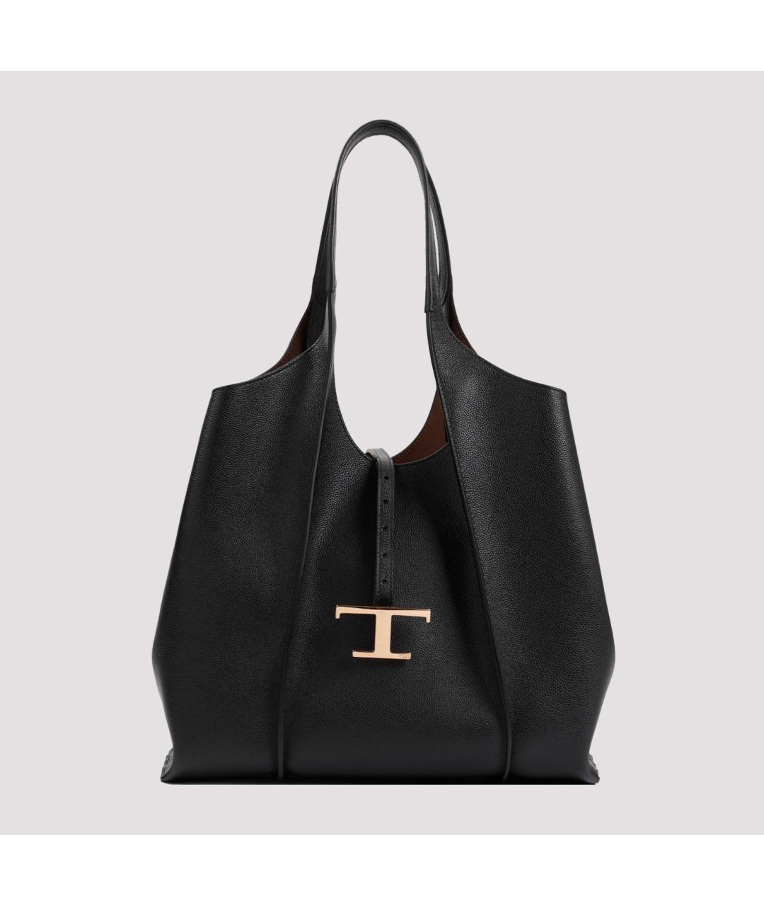 TOD'S Черная кожаная сумка тоут, фото 2