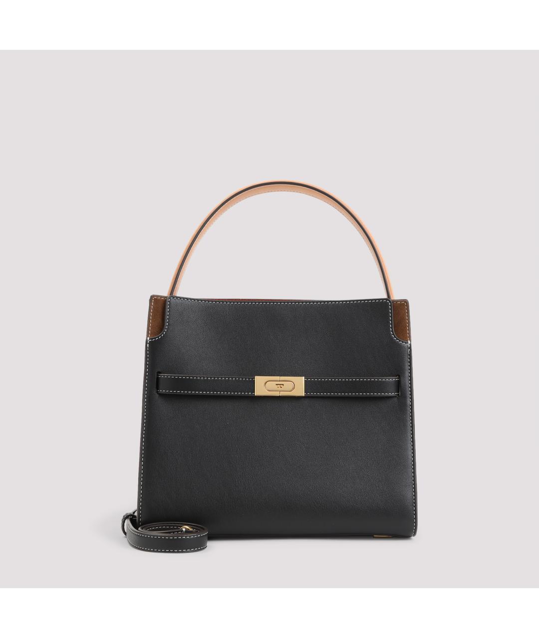 TORY BURCH Черная кожаная сумка тоут, фото 2