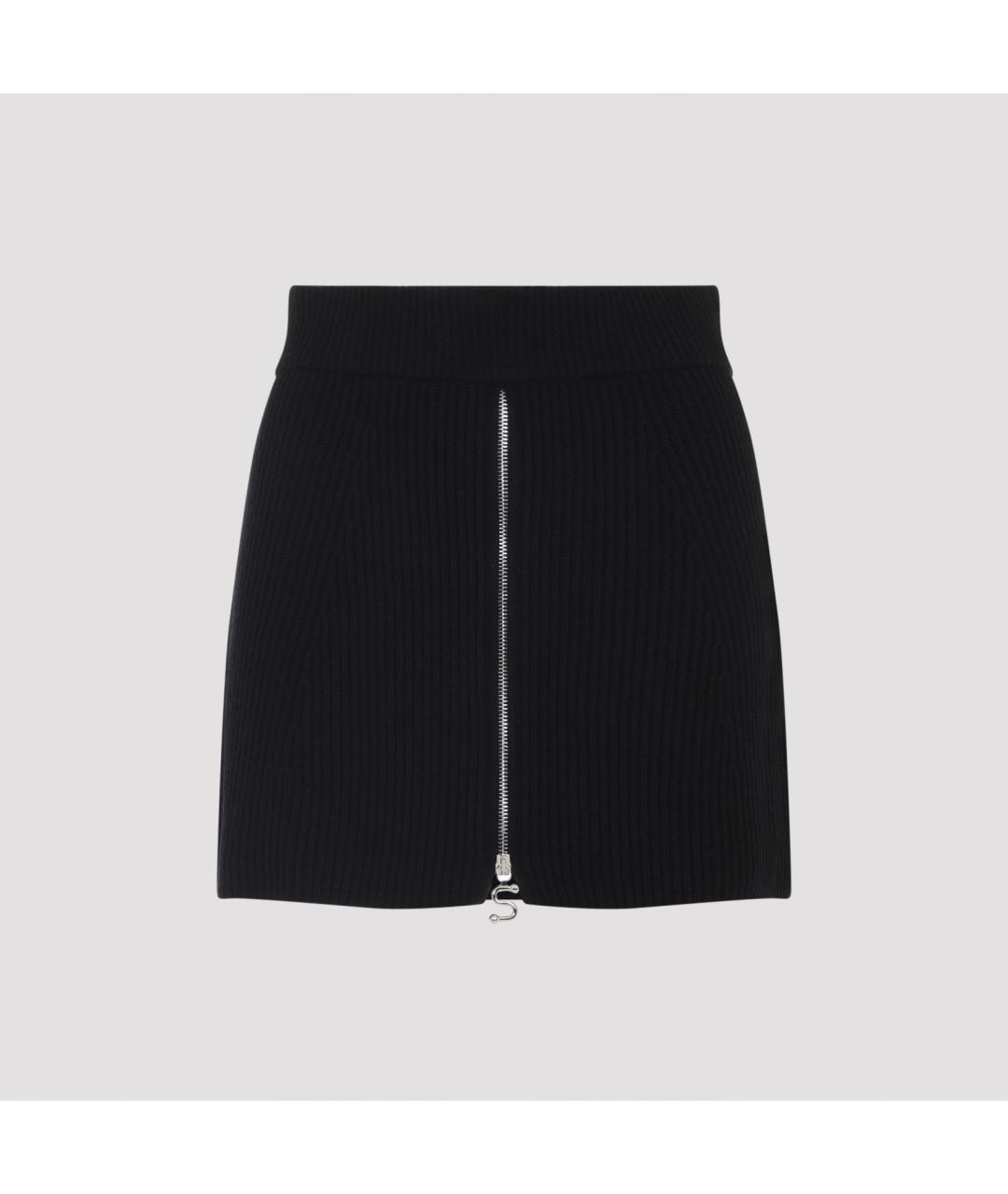 SPORTMAX Черная шерстяная юбка мини, фото 2