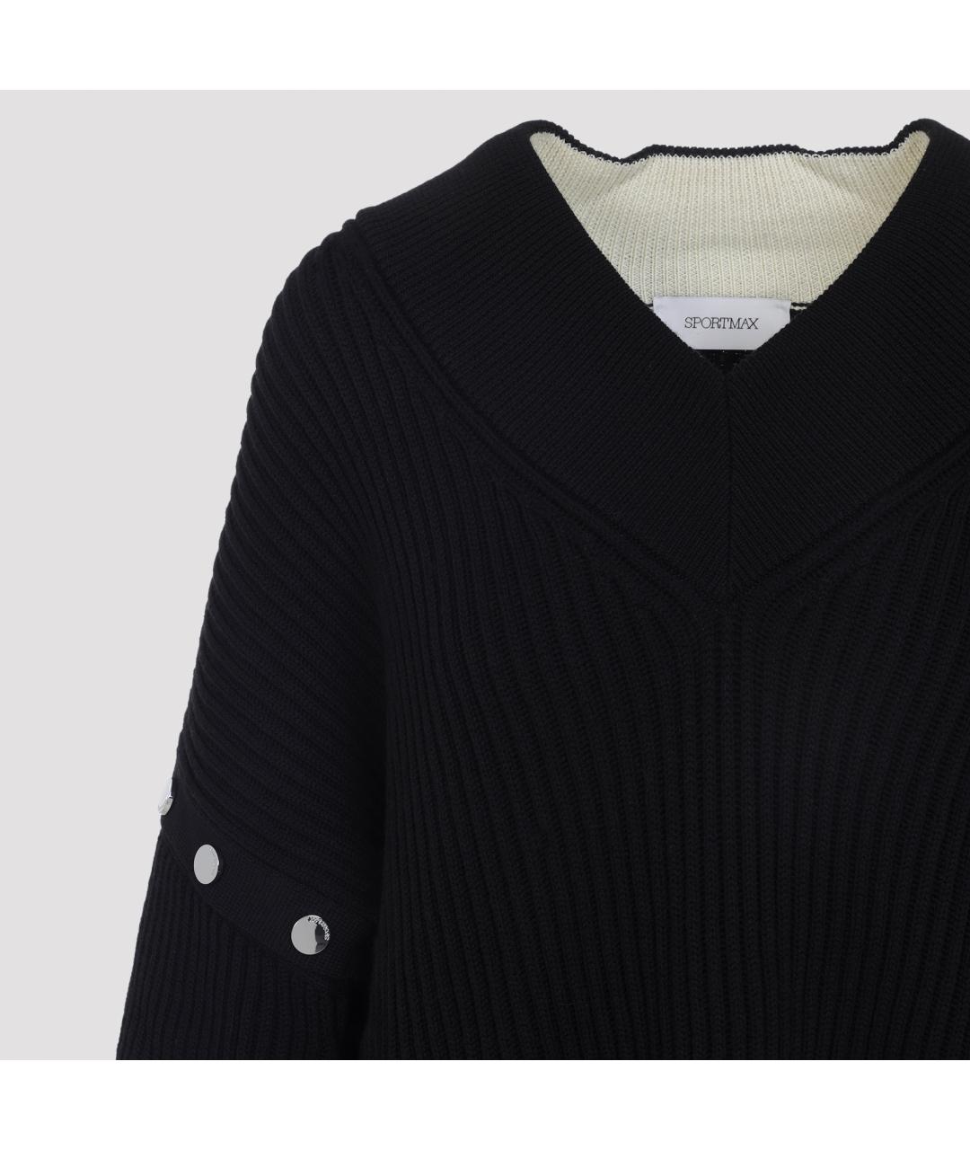 SPORTMAX Черный шерстяной джемпер / свитер, фото 5