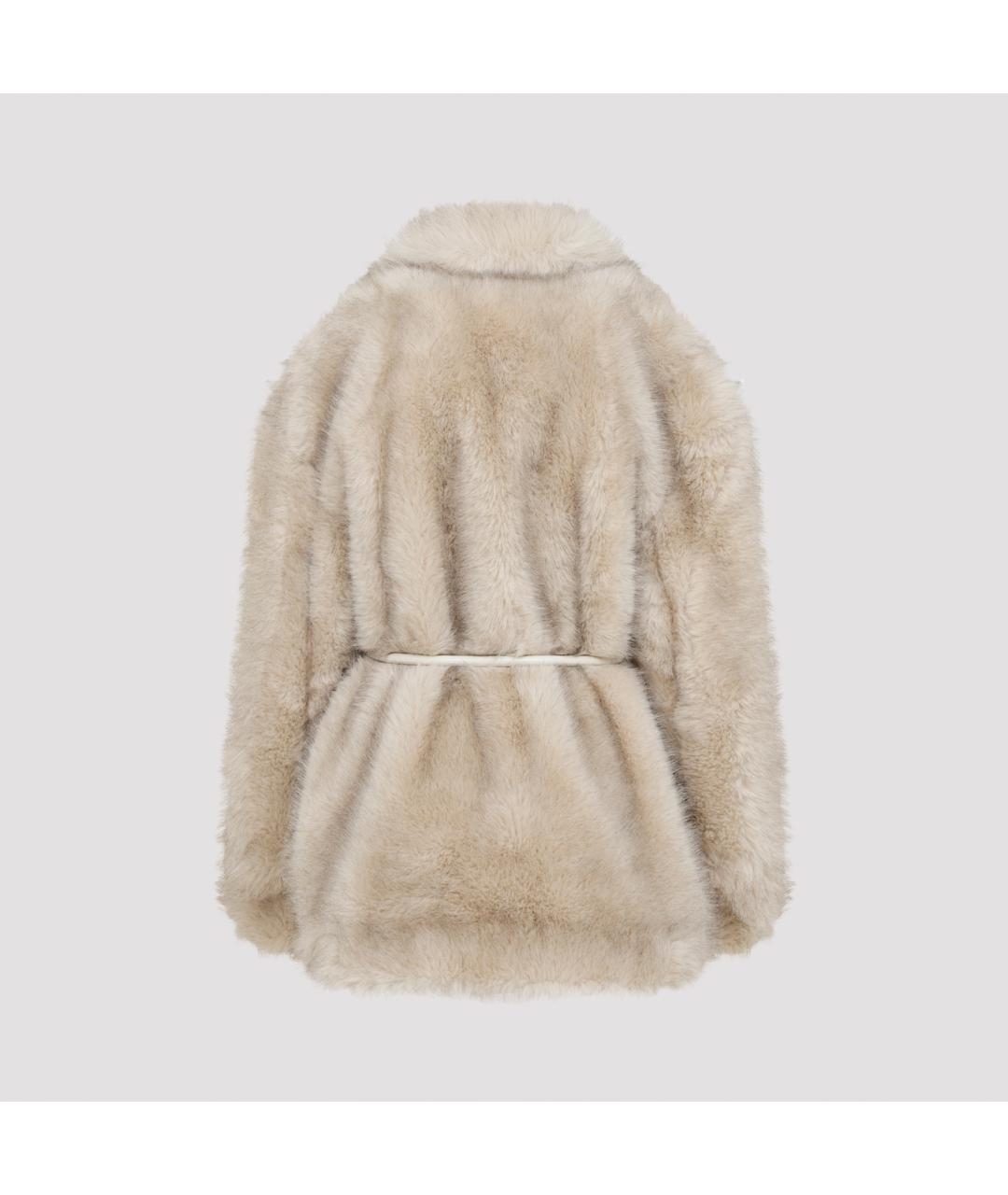 SPORTMAX Бежевая полиэстеровая шуба, фото 4