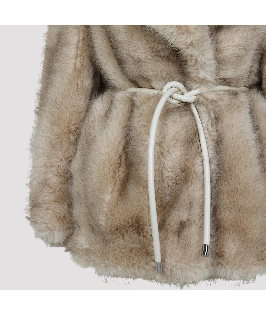 SPORTMAX Бежевая полиэстеровая шуба, фото 5