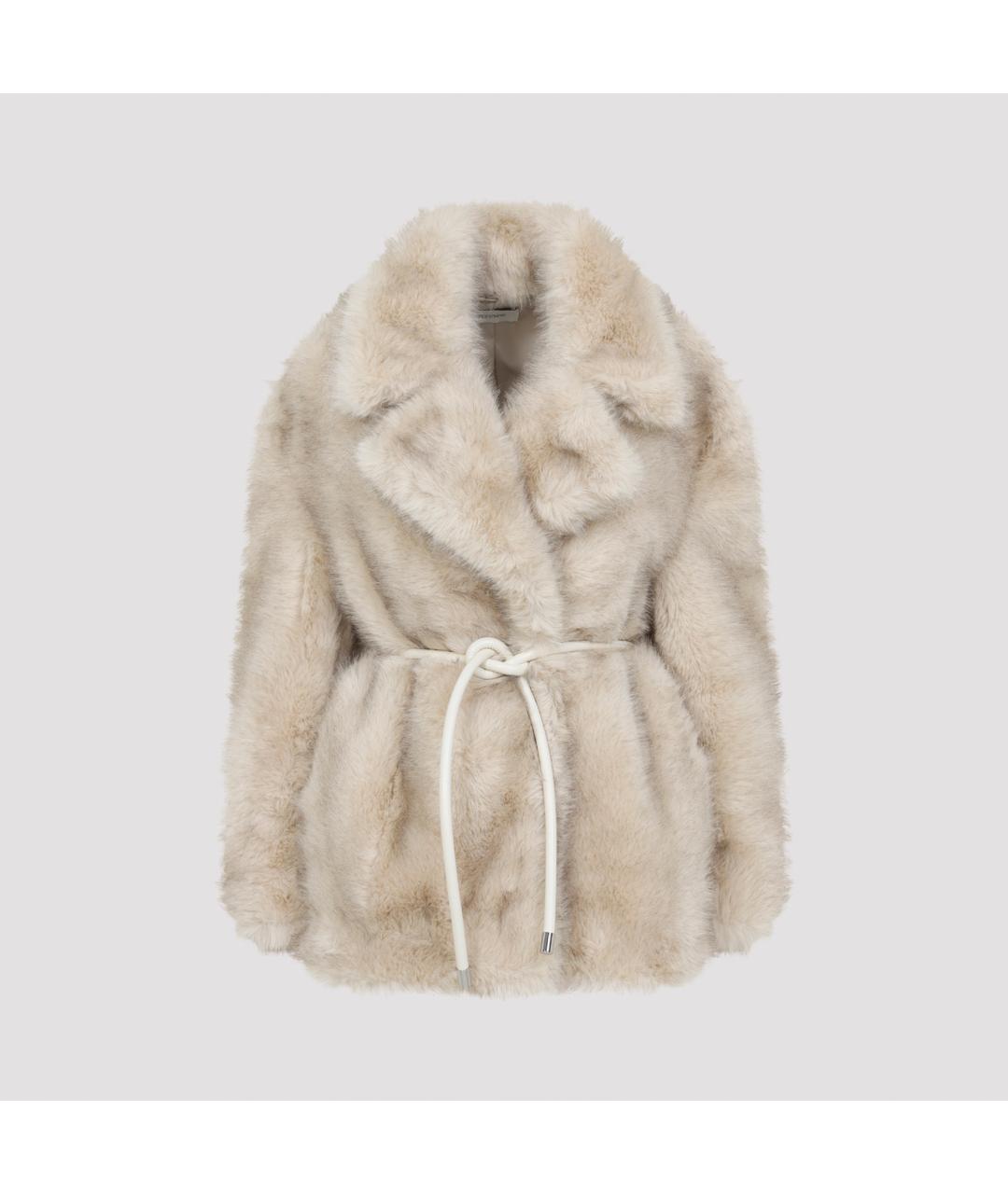 SPORTMAX Бежевая полиэстеровая шуба, фото 3