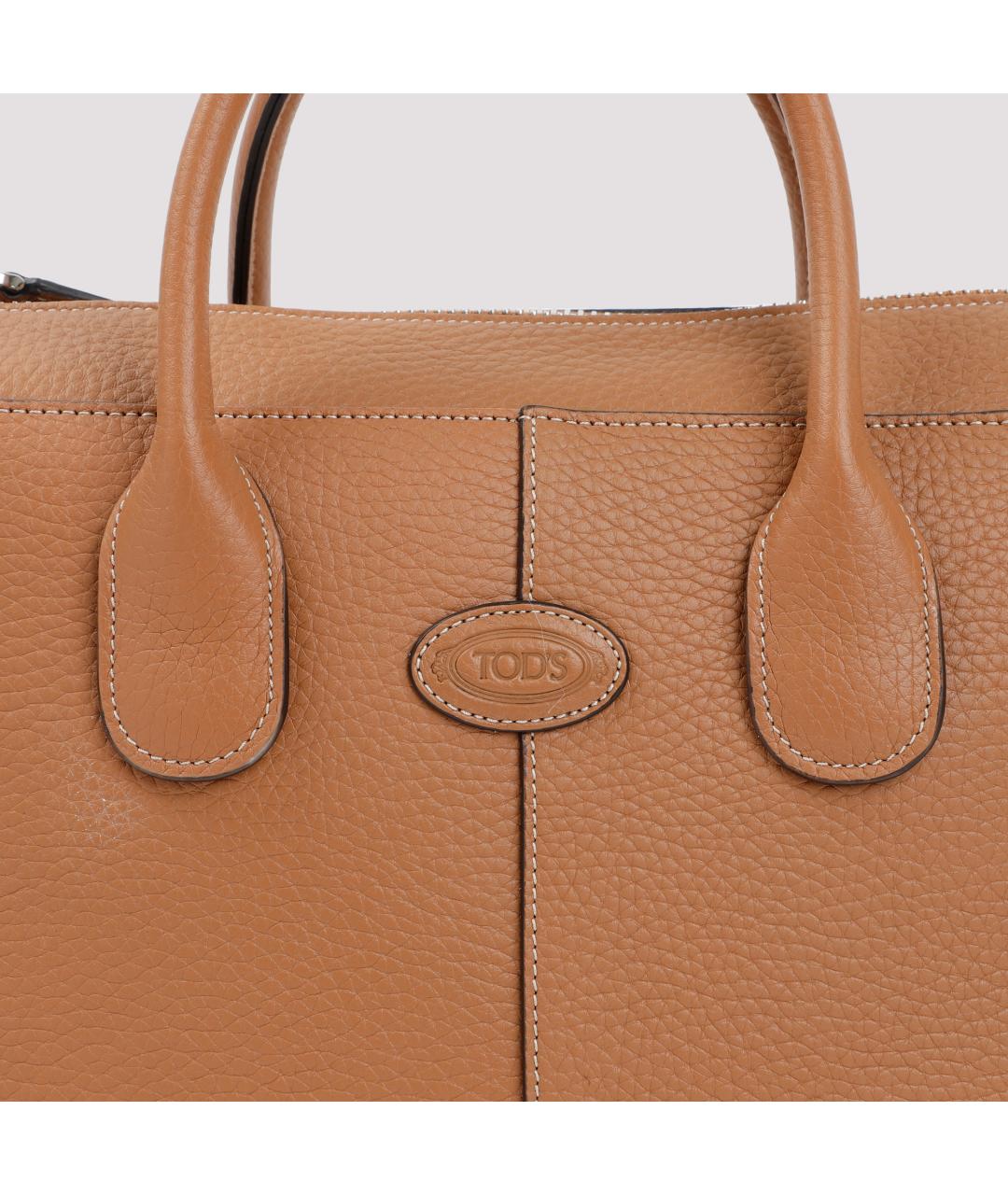 TOD'S Бежевая кожаная сумка тоут, фото 6