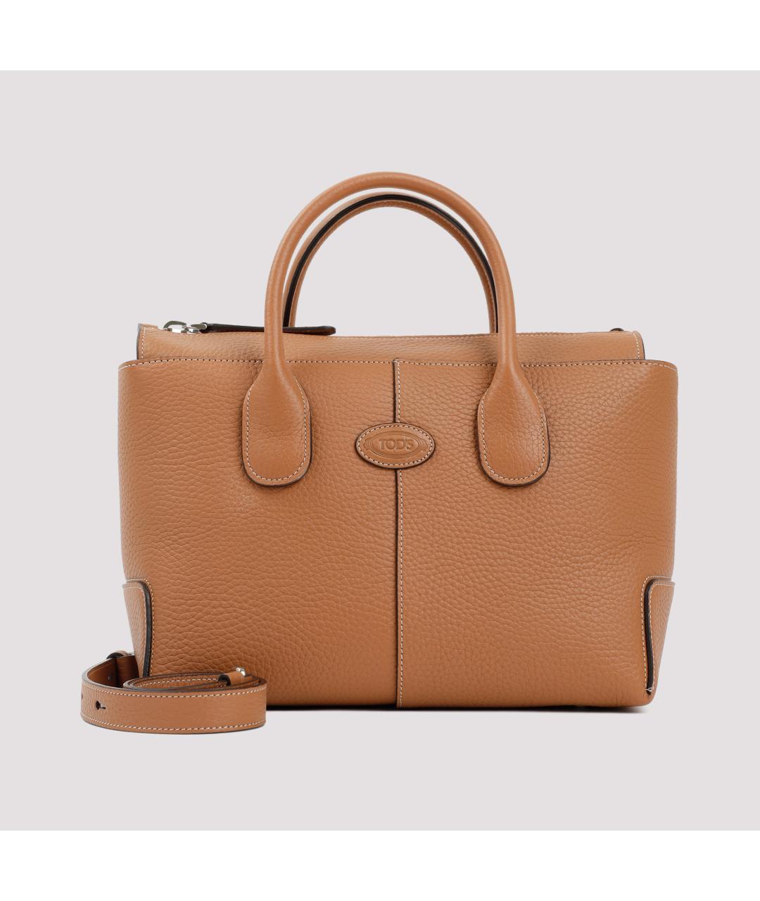 TOD'S Бежевая кожаная сумка тоут, фото 3