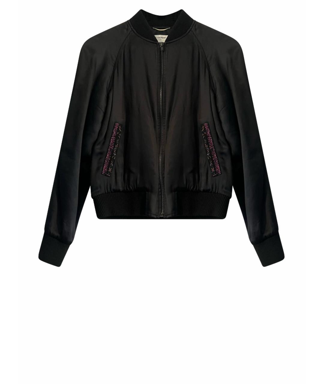 SAINT LAURENT Черная атласная куртка, фото 1