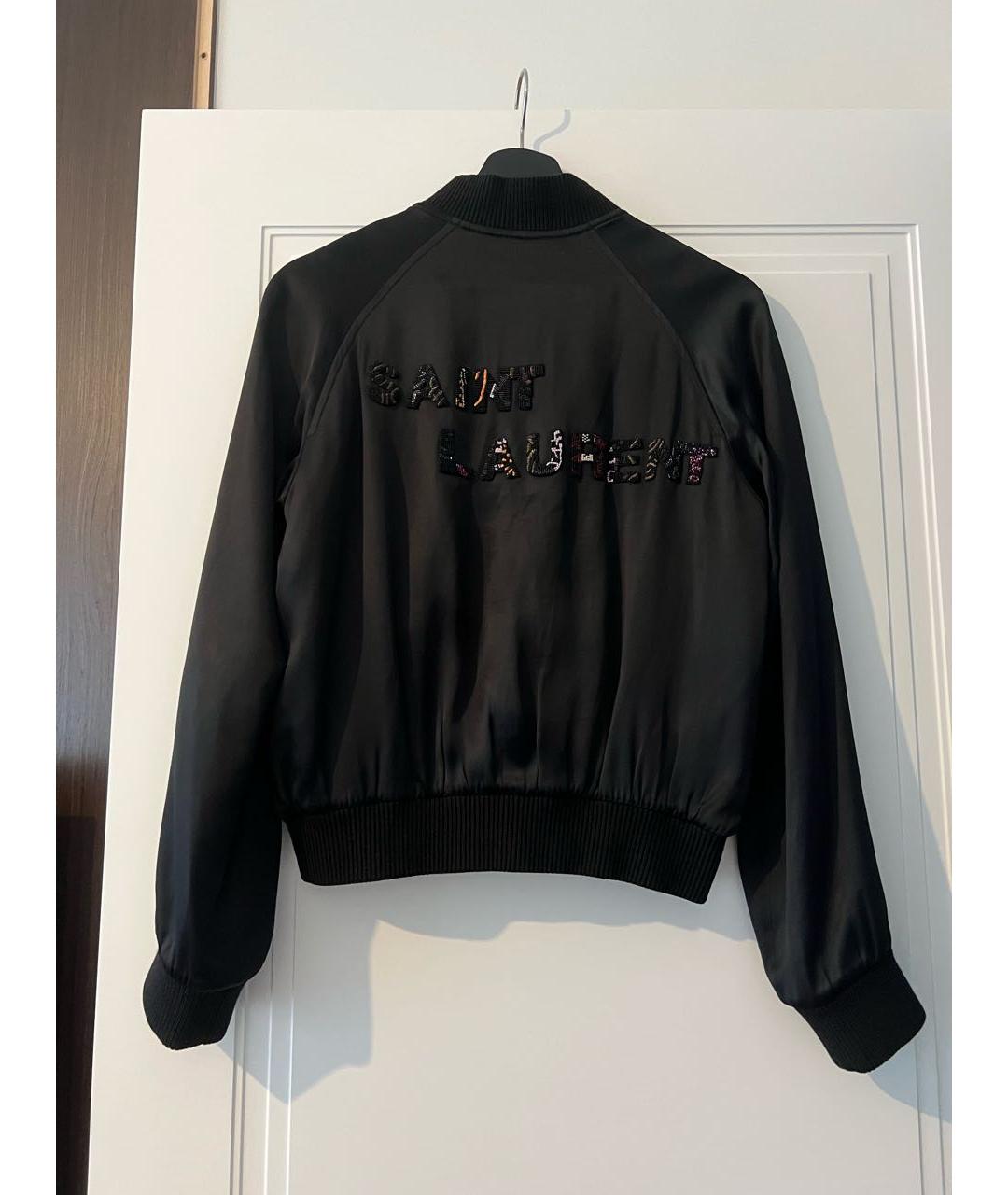 SAINT LAURENT Черная атласная куртка, фото 2