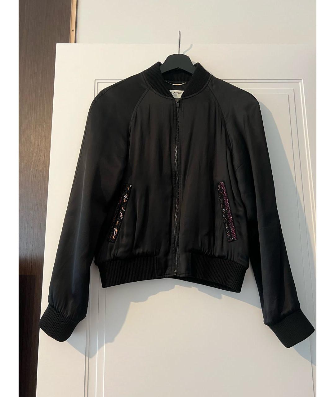 SAINT LAURENT Черная атласная куртка, фото 5