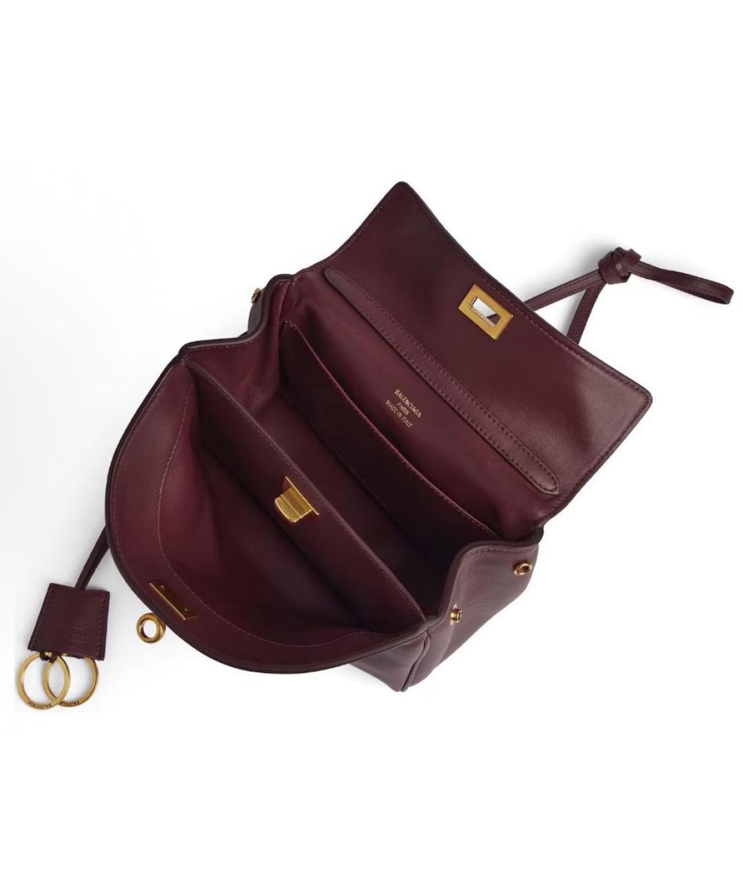 BALENCIAGA Бордовая кожаная сумка тоут, фото 5