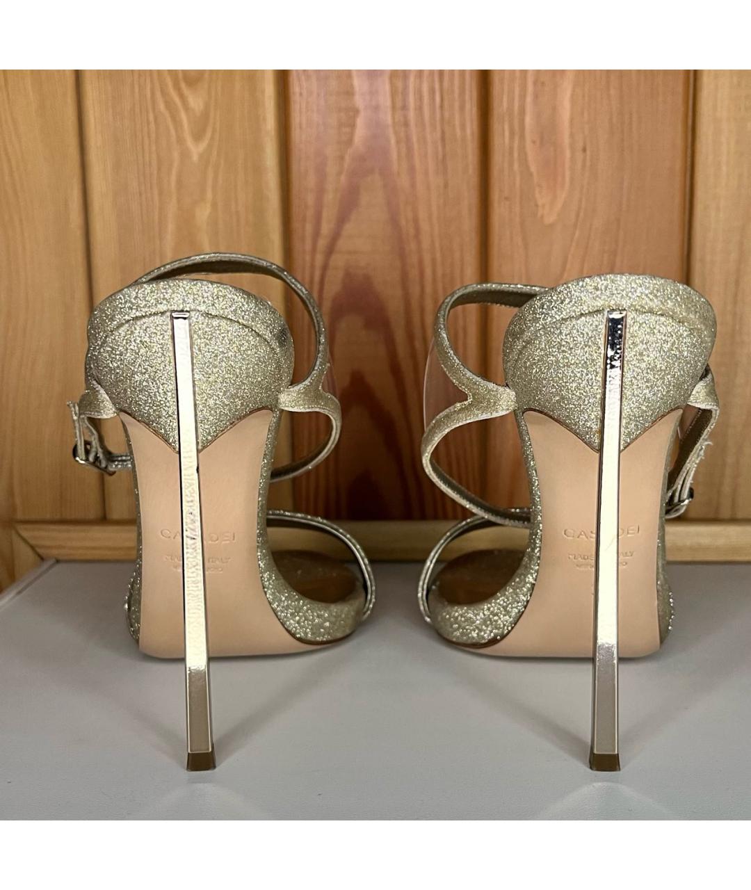 CASADEI Золотые текстильные босоножки, фото 4
