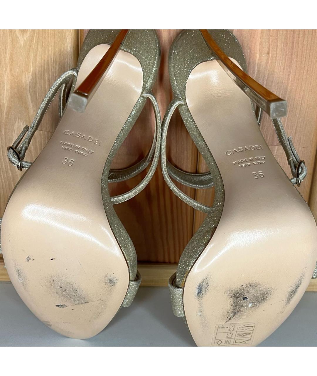 CASADEI Золотые текстильные босоножки, фото 5