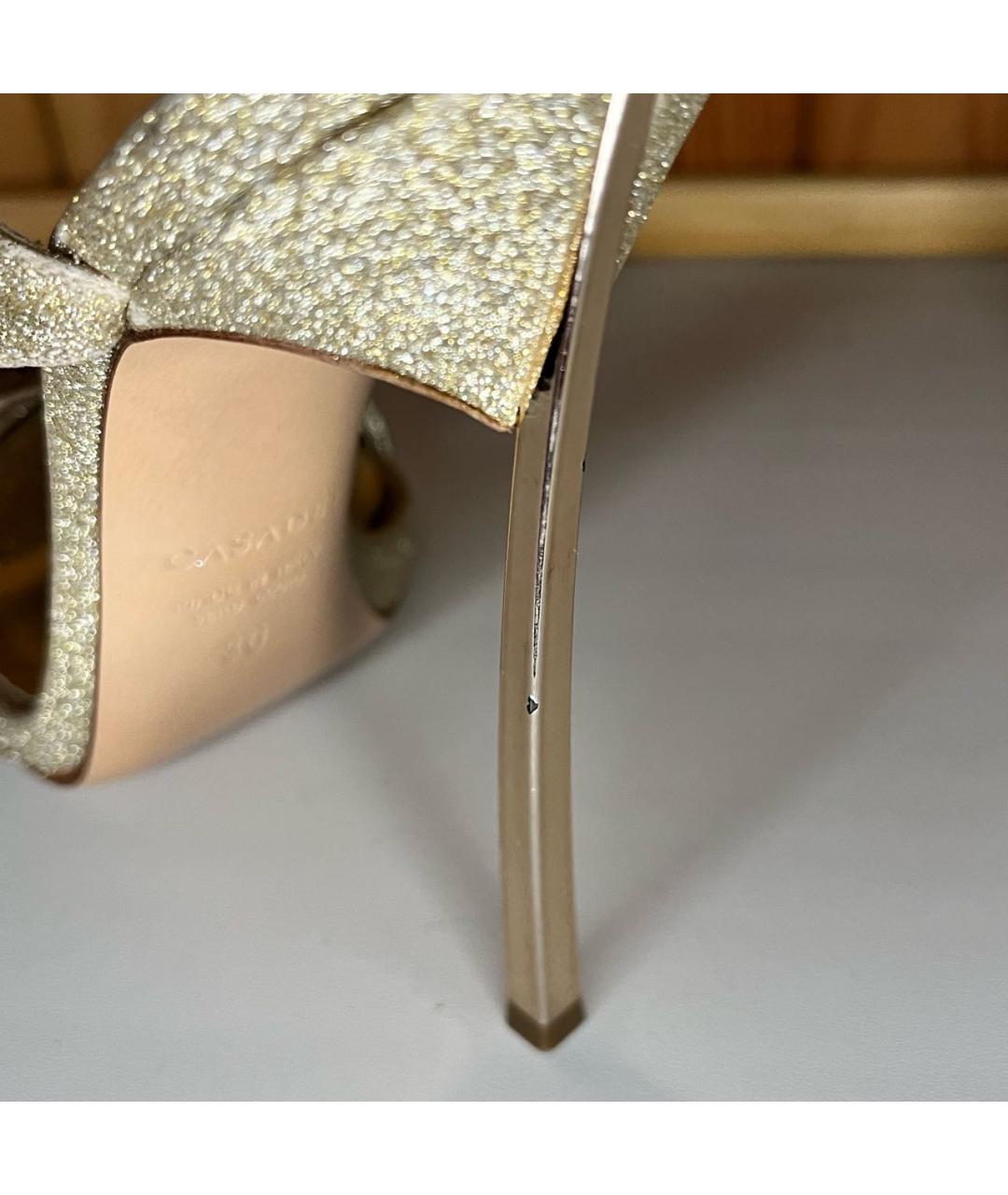 CASADEI Золотые текстильные босоножки, фото 7