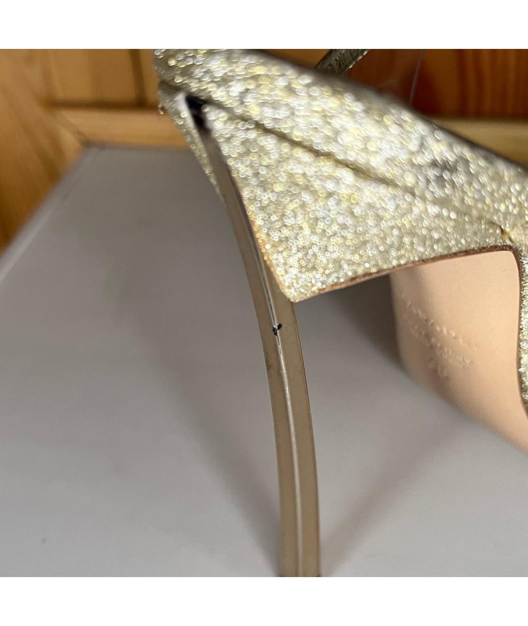 CASADEI Золотые текстильные босоножки, фото 6