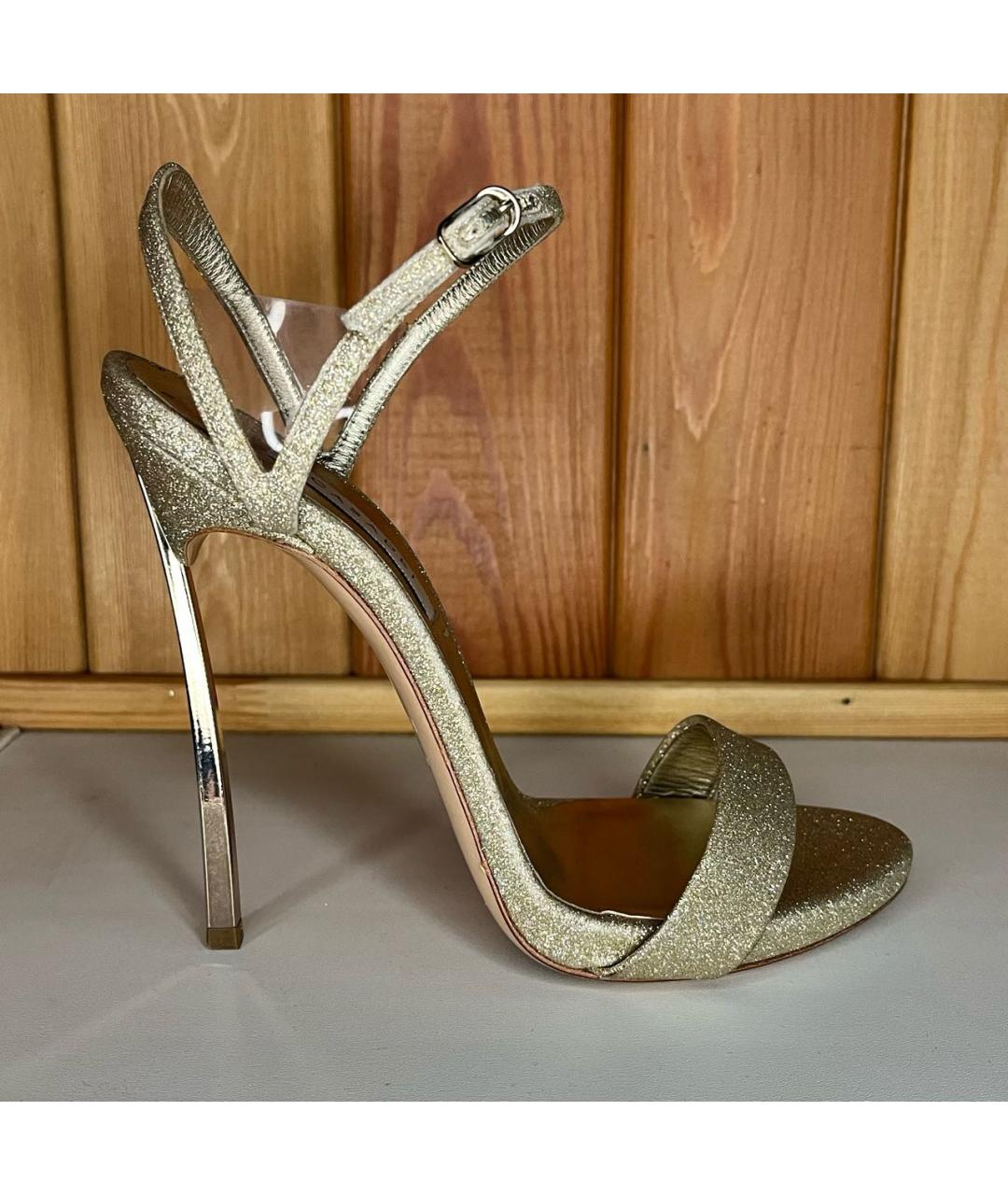 CASADEI Золотые текстильные босоножки, фото 9