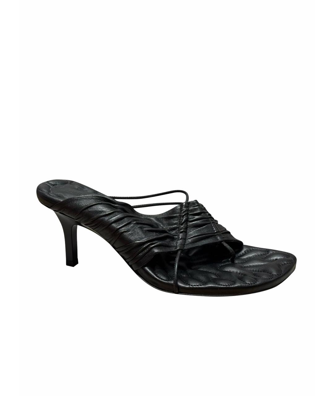 TRUSSARDI Черные кожаные мюли, фото 1
