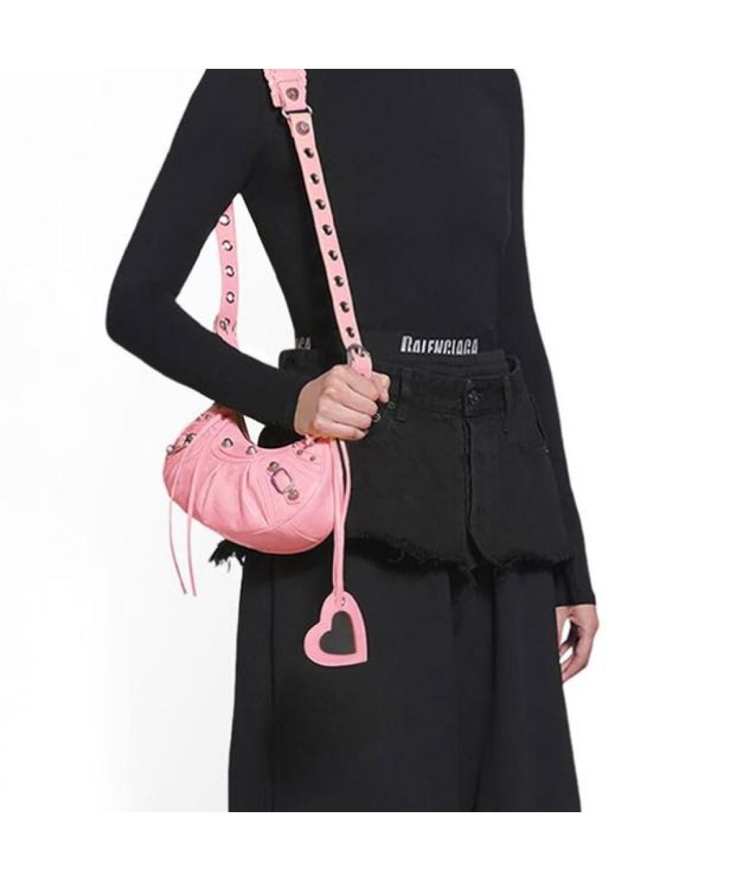 BALENCIAGA Розовая кожаная сумка с короткими ручками, фото 5
