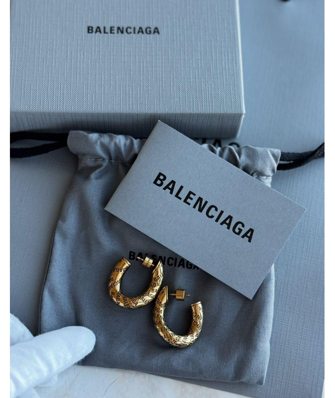 BALENCIAGA Золотые нефритовые серьги, фото 2