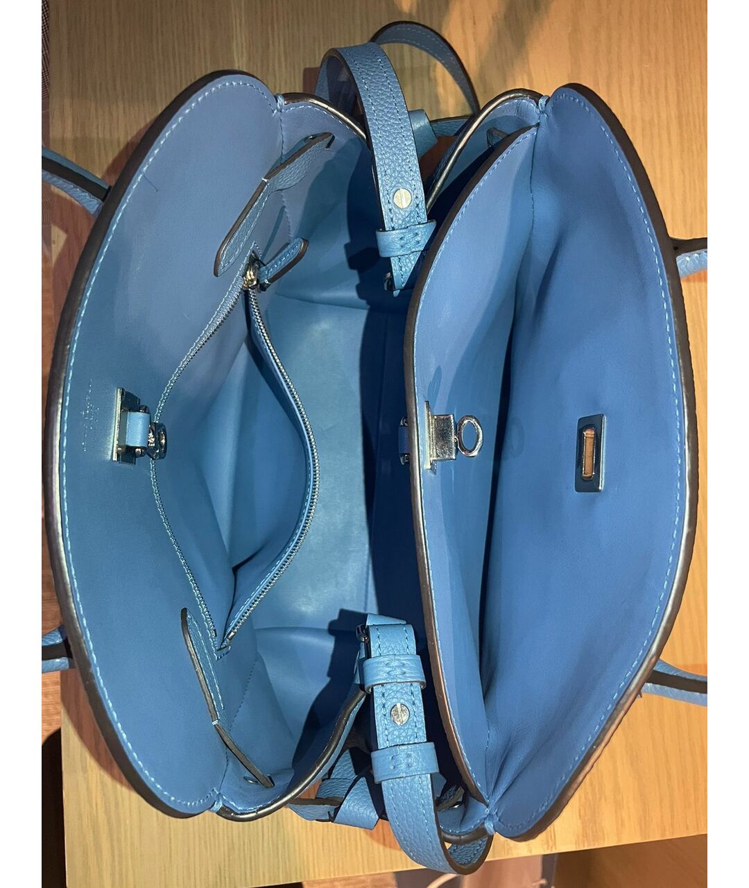 LOUIS VUITTON PRE-OWNED Голубая кожаная сумка тоут, фото 4