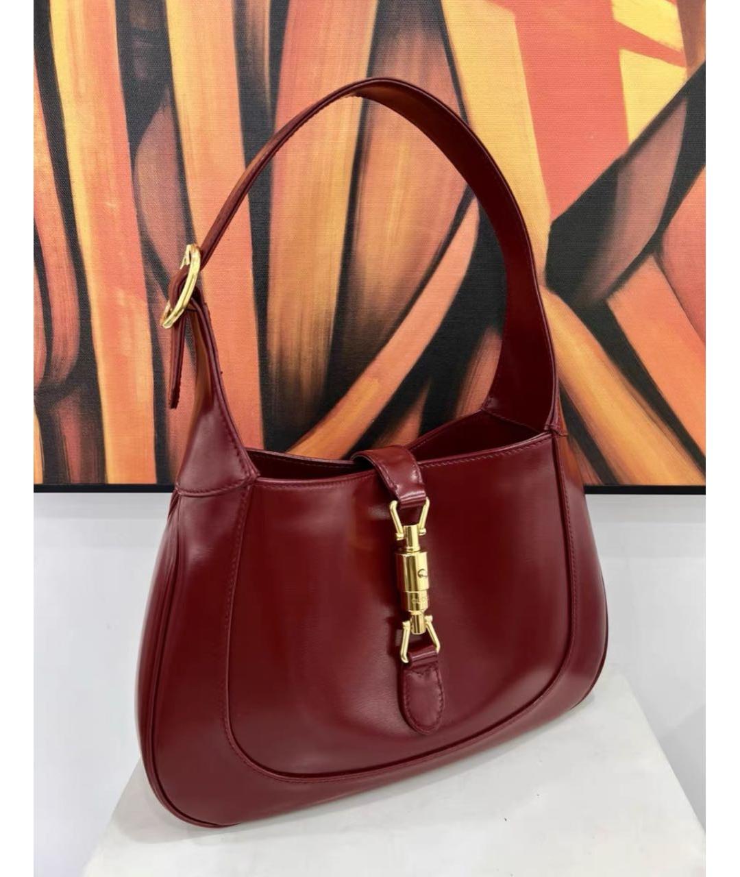 GUCCI Бордовая кожаная сумка с короткими ручками, фото 6