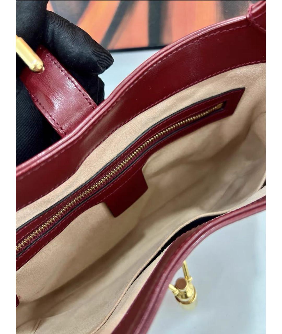 GUCCI Бордовая кожаная сумка с короткими ручками, фото 4