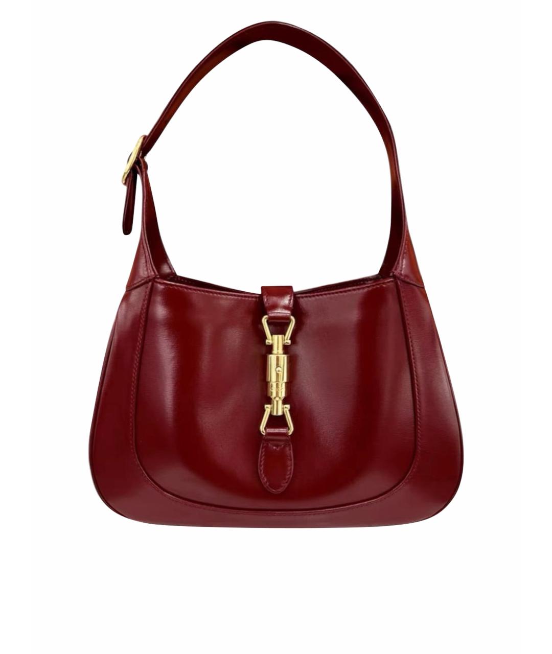 GUCCI Бордовая кожаная сумка с короткими ручками, фото 1