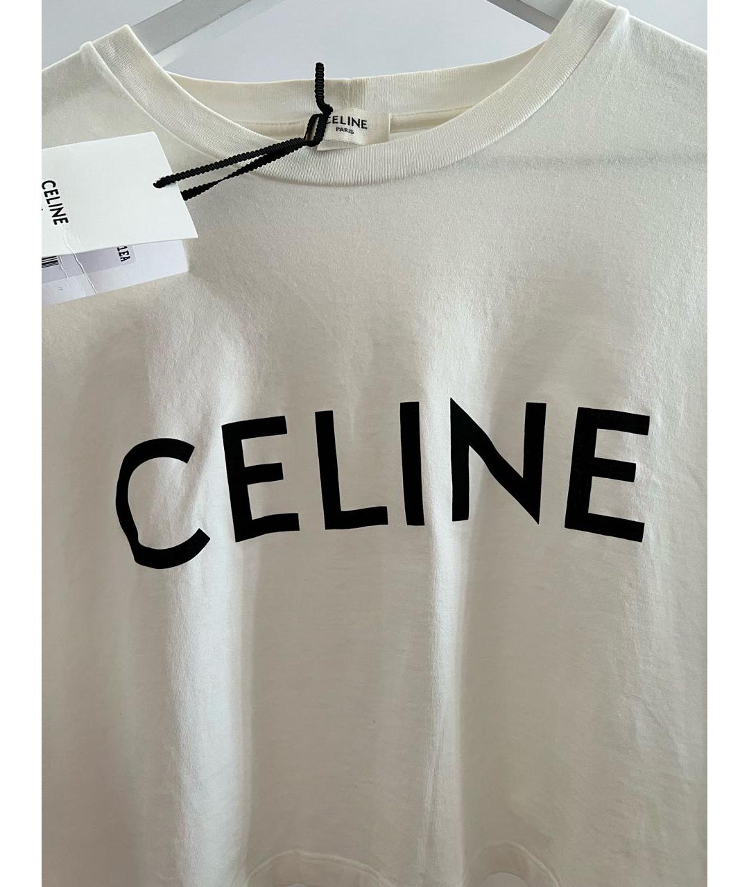 CELINE Белая хлопковая футболка, фото 5