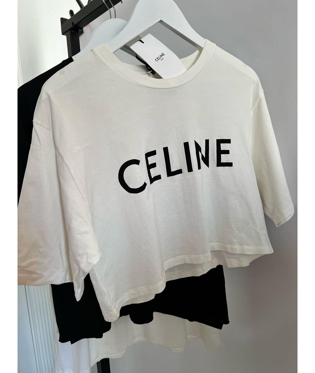 CELINE Белая хлопковая футболка, фото 7