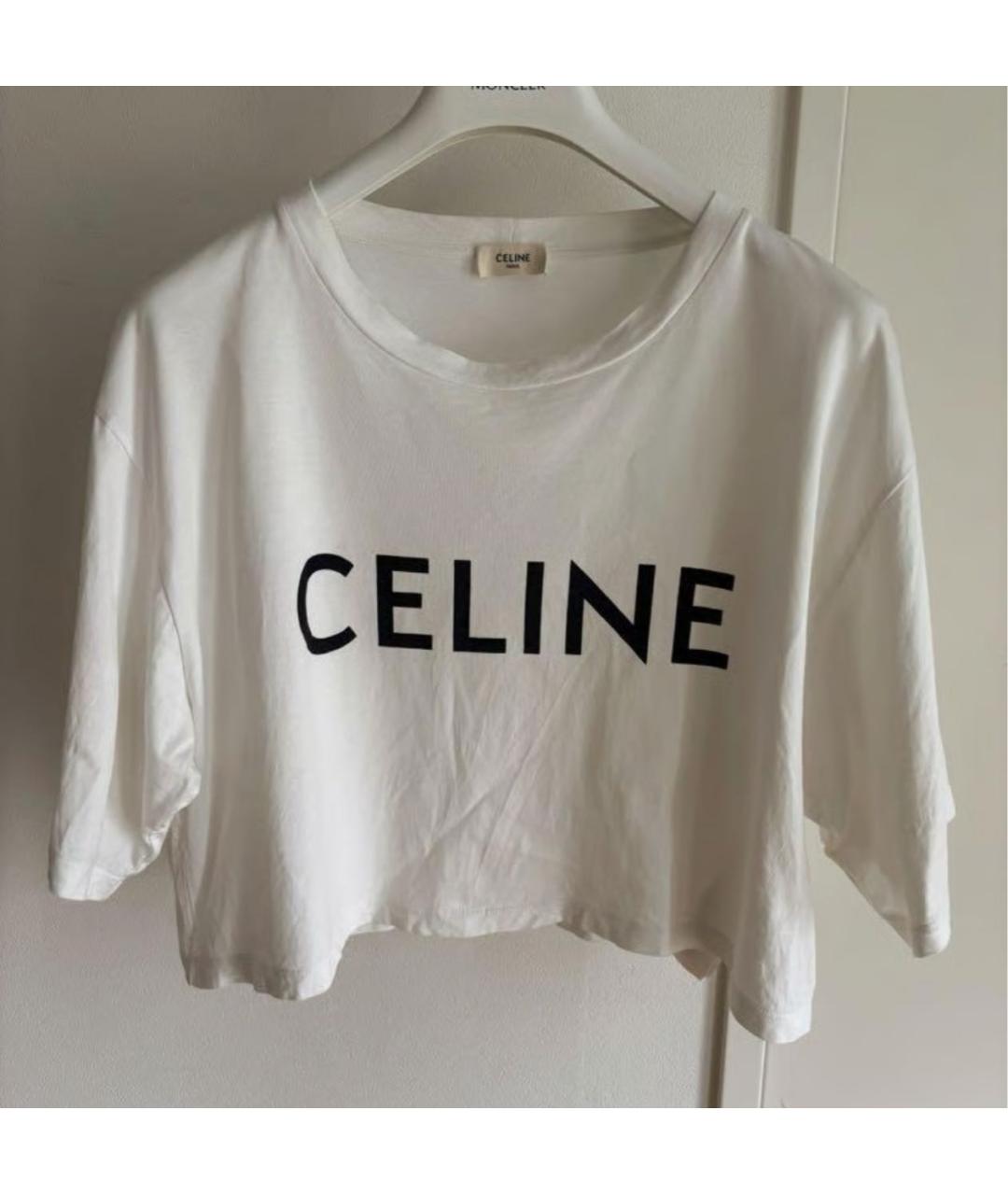 CELINE Белая хлопковая футболка, фото 3