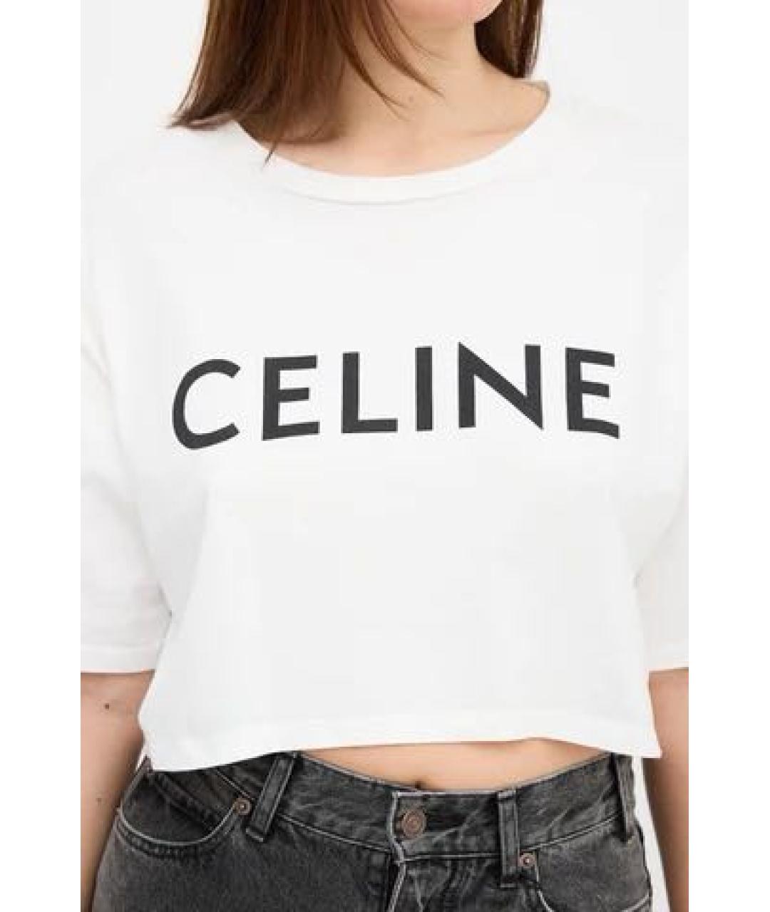 CELINE Белая хлопковая футболка, фото 5