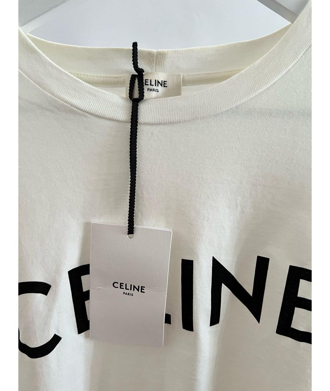 CELINE Белая хлопковая футболка, фото 8