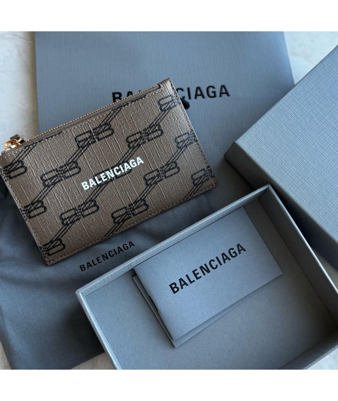 BALENCIAGA Коричневый кожаный кошелек, фото 4