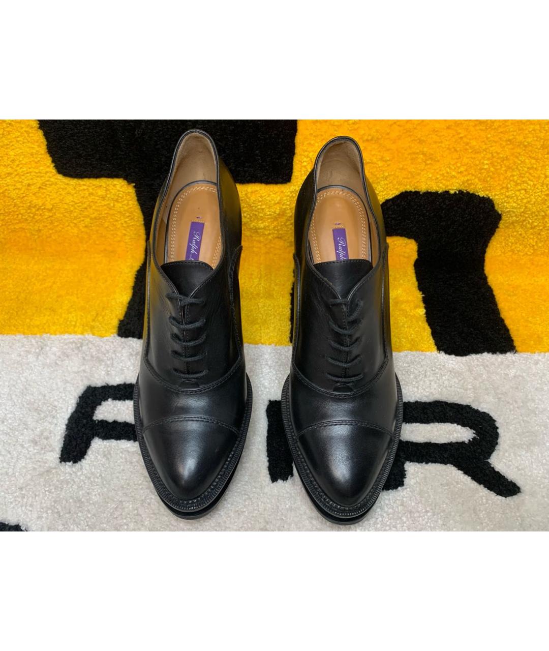RALPH LAUREN PURPLE LABEL Черные кожаные ботильоны, фото 2