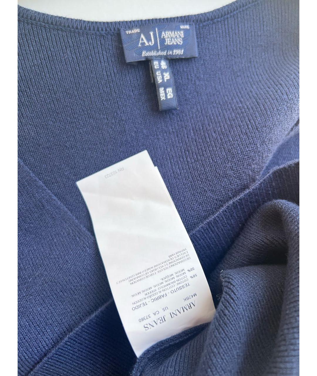 ARMANI JEANS Темно-синий хлопковый джемпер / свитер, фото 3