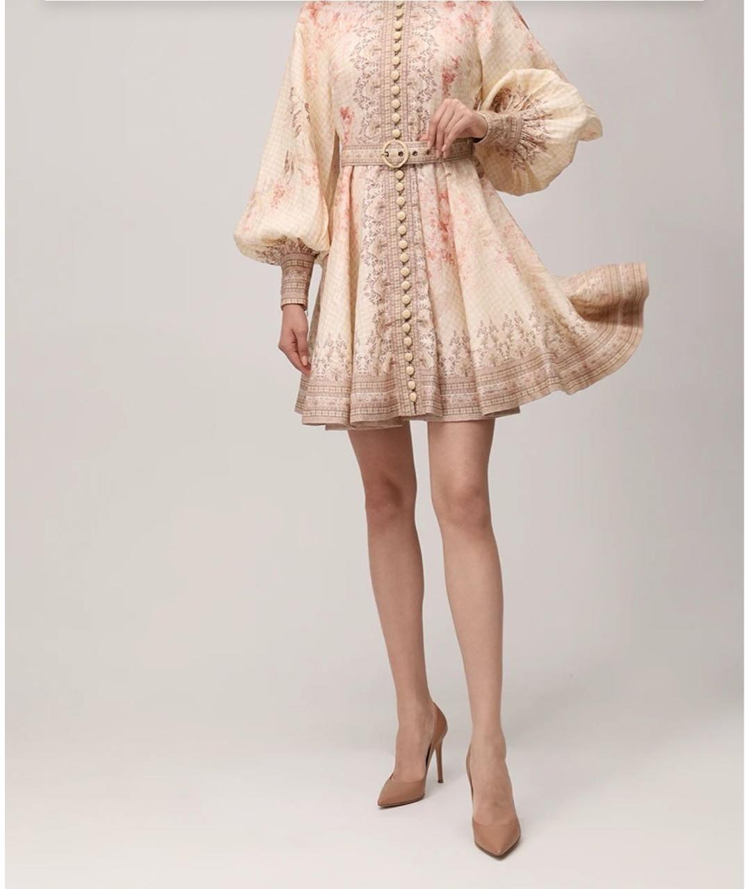ZIMMERMANN Бежевое льняное повседневное платье, фото 4