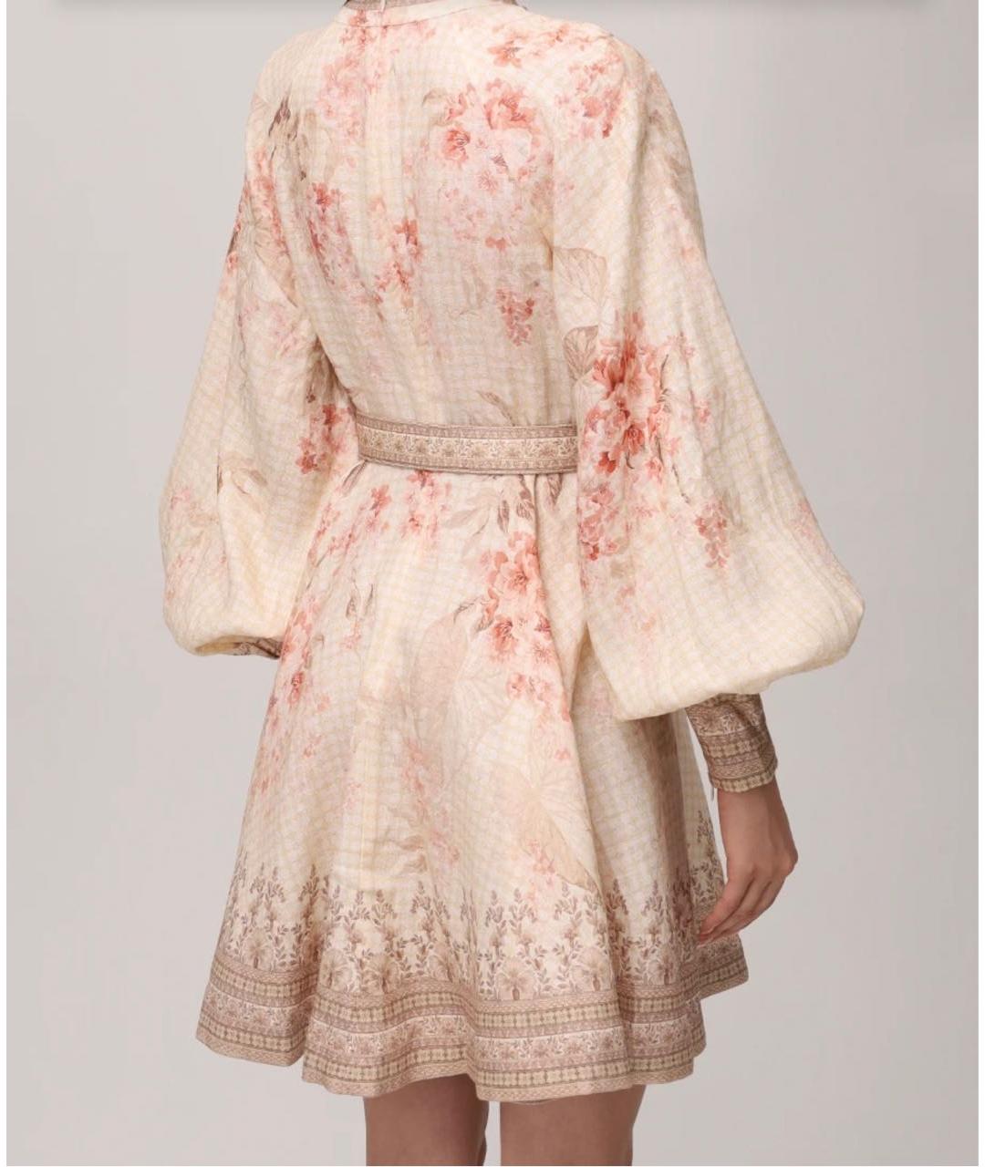 ZIMMERMANN Бежевое льняное повседневное платье, фото 3