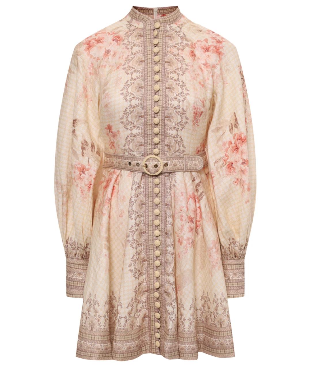 ZIMMERMANN Бежевое льняное повседневное платье, фото 1