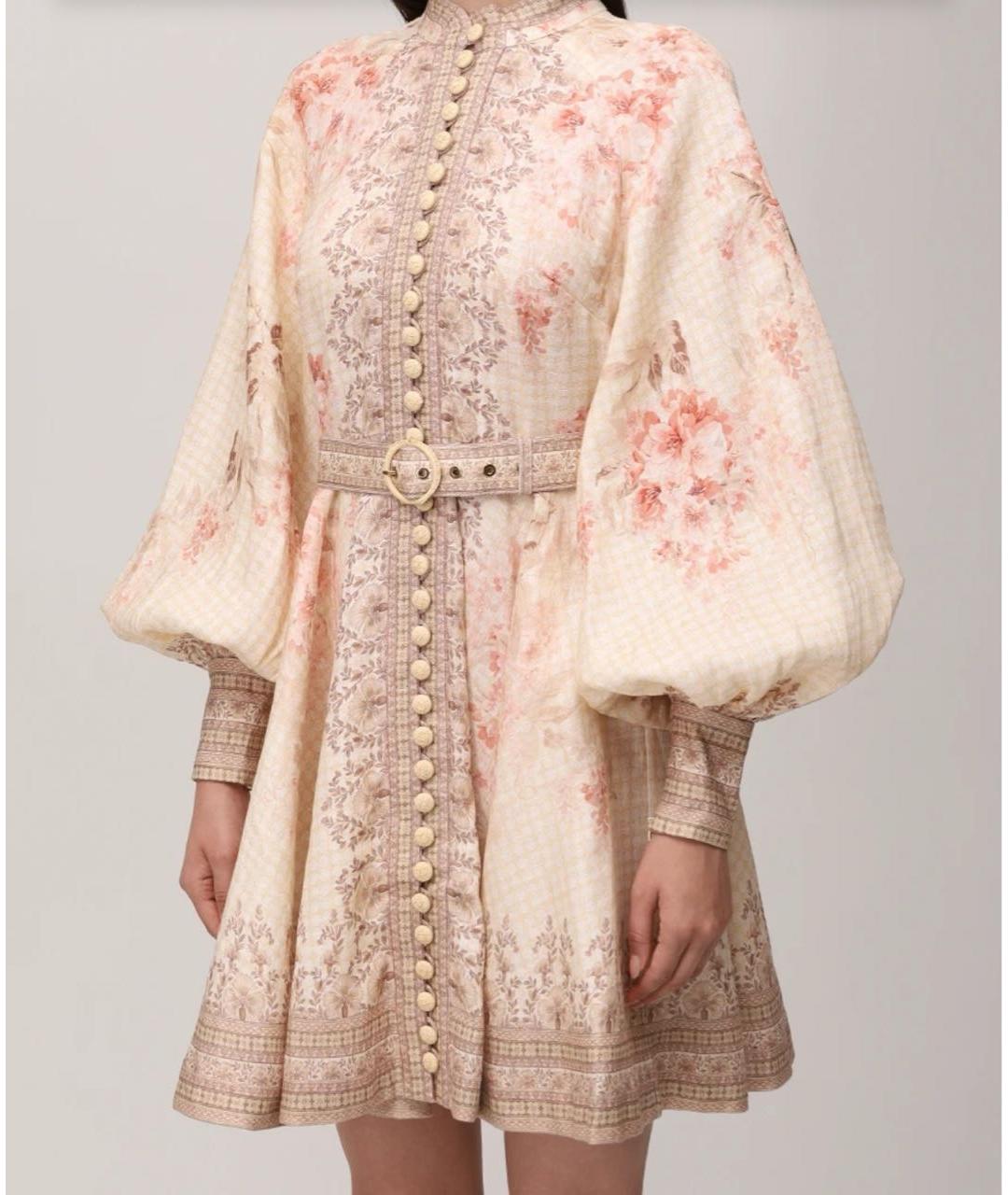 ZIMMERMANN Бежевое льняное повседневное платье, фото 2