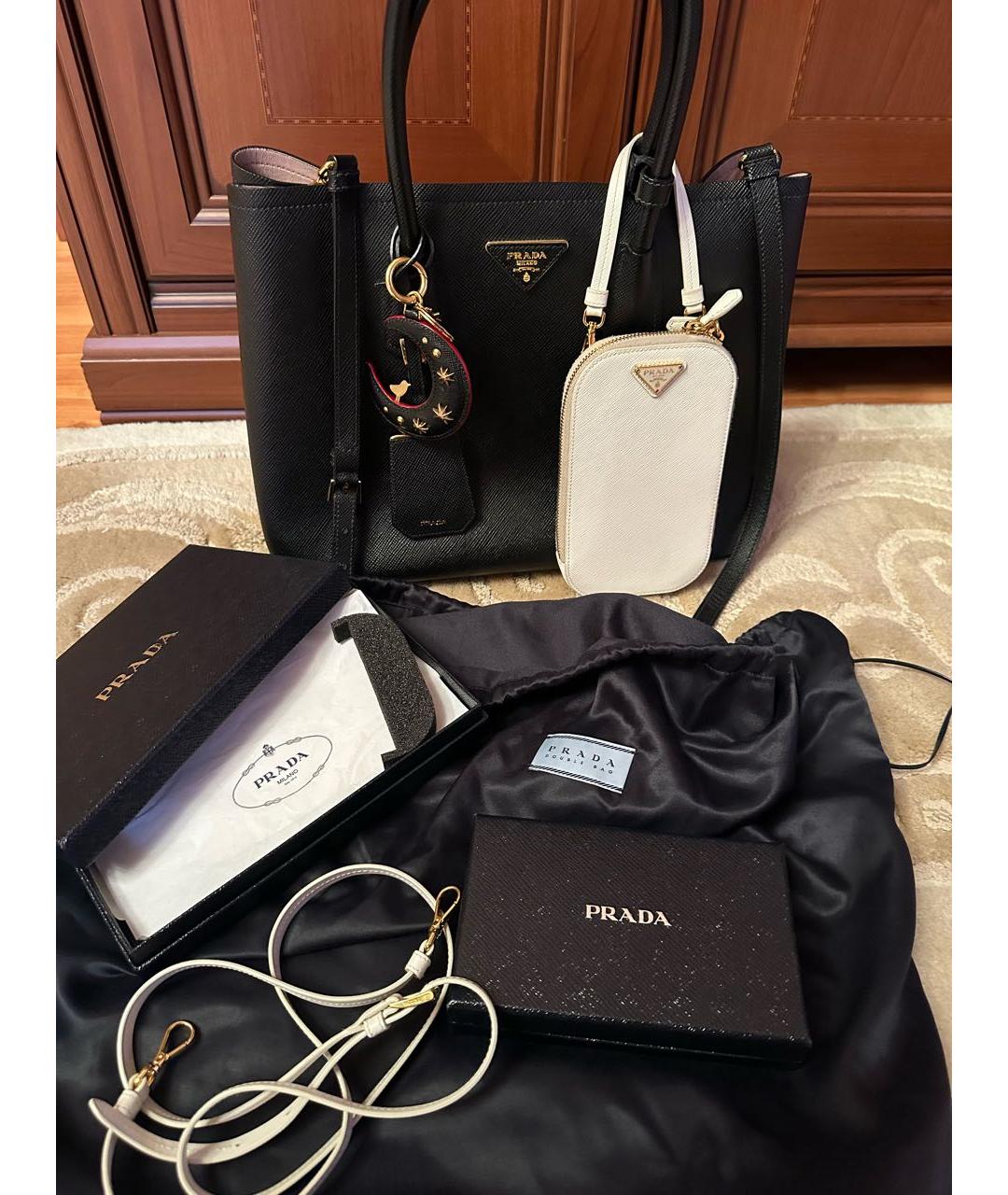 PRADA Черная кожаная сумка тоут, фото 6