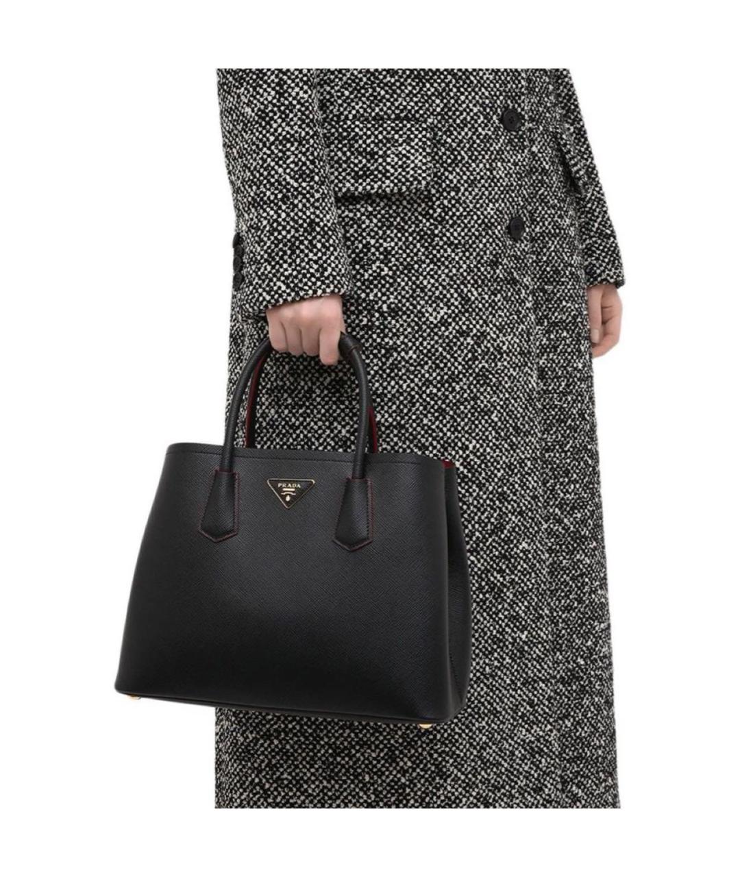 PRADA Черная кожаная сумка тоут, фото 8