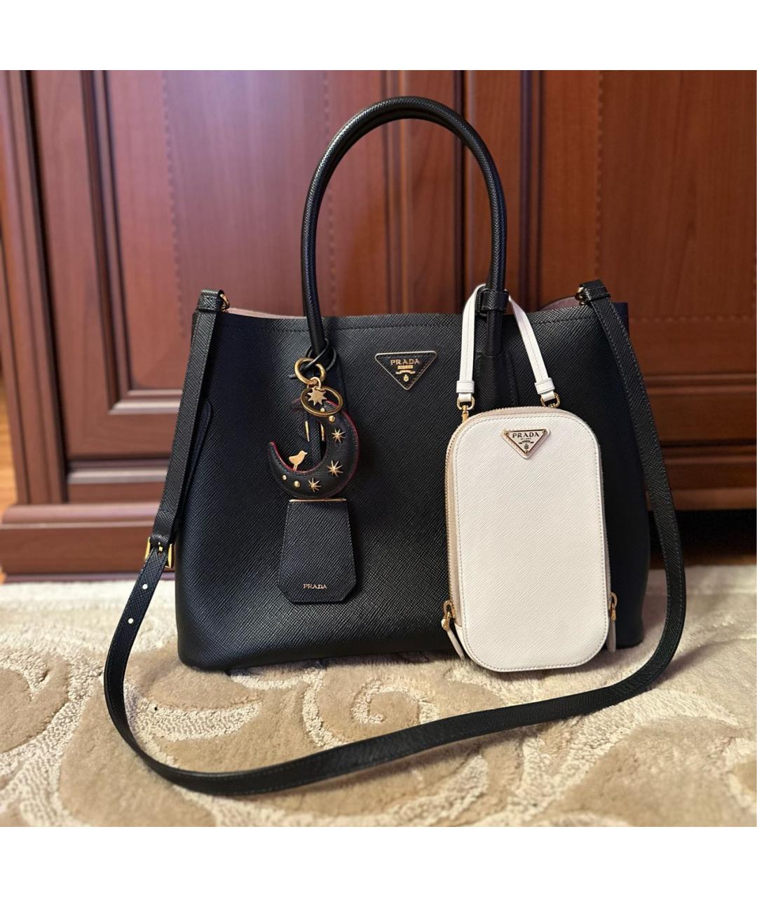 PRADA Черная кожаная сумка тоут, фото 9