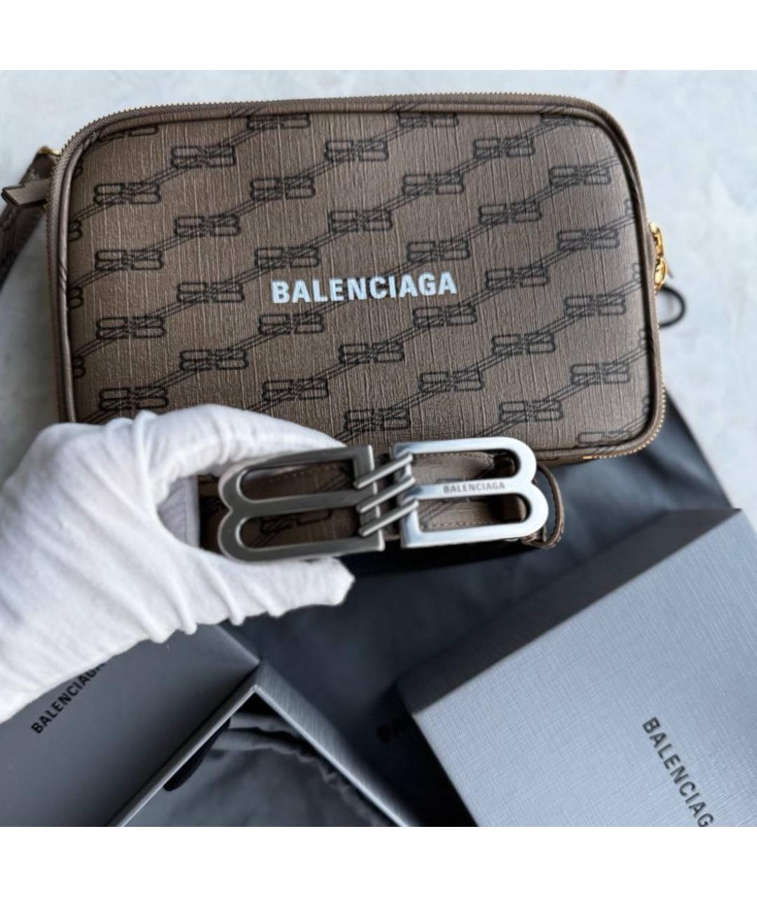 BALENCIAGA Коричневая кожаная барсетка, фото 7