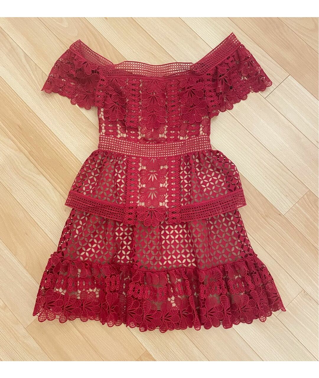SELF-PORTRAIT Красное коктейльное платье, фото 7