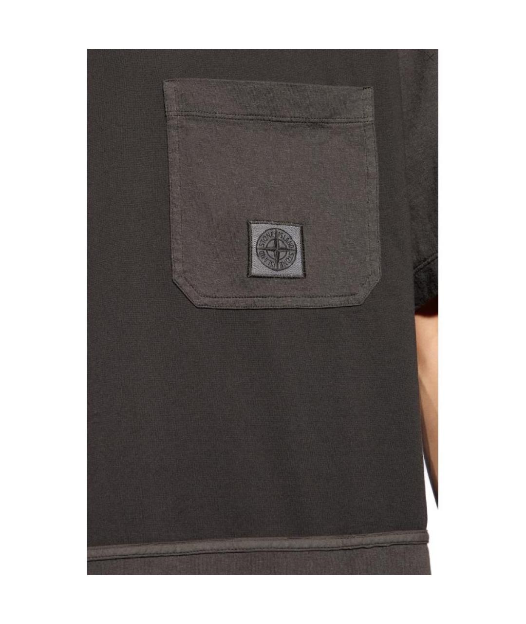 STONE ISLAND Серая хлопковая футболка, фото 5