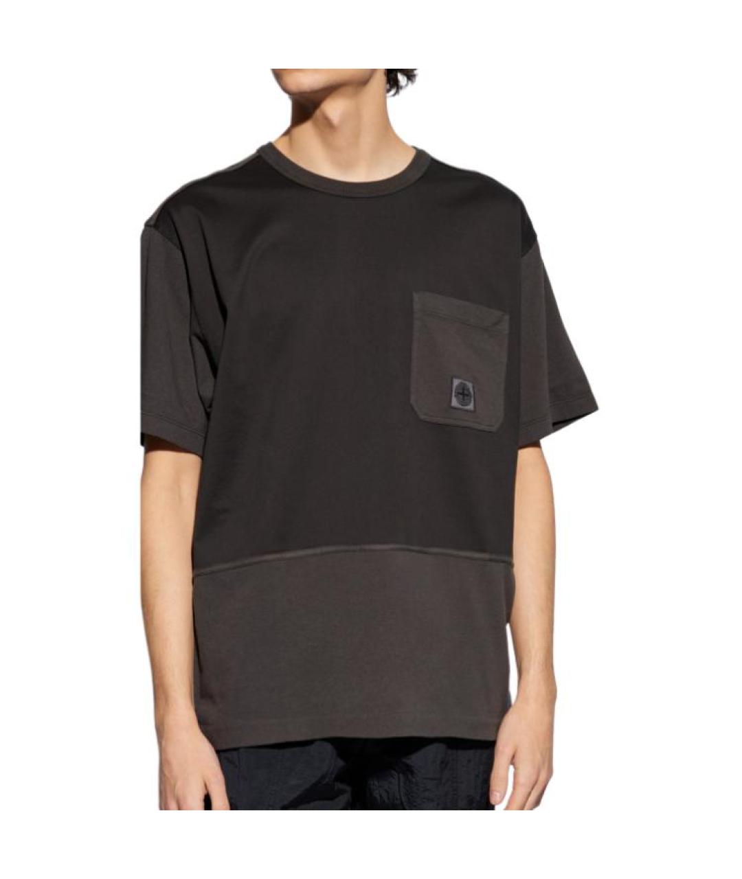 STONE ISLAND Серая хлопковая футболка, фото 3