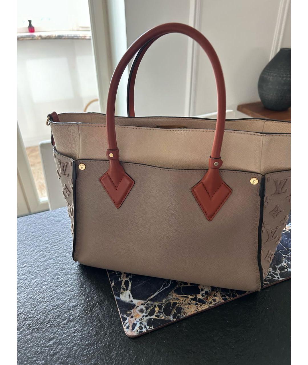 LOUIS VUITTON Серая кожаная сумка тоут, фото 2
