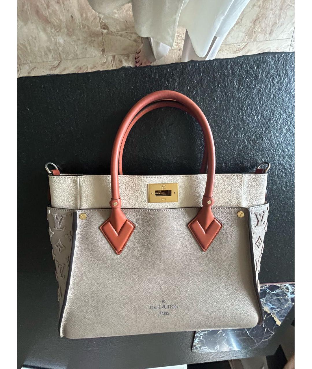 LOUIS VUITTON Серая кожаная сумка тоут, фото 5