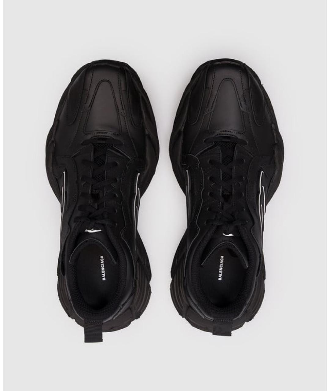 BALENCIAGA Черные кожаные низкие кроссовки / кеды, фото 4