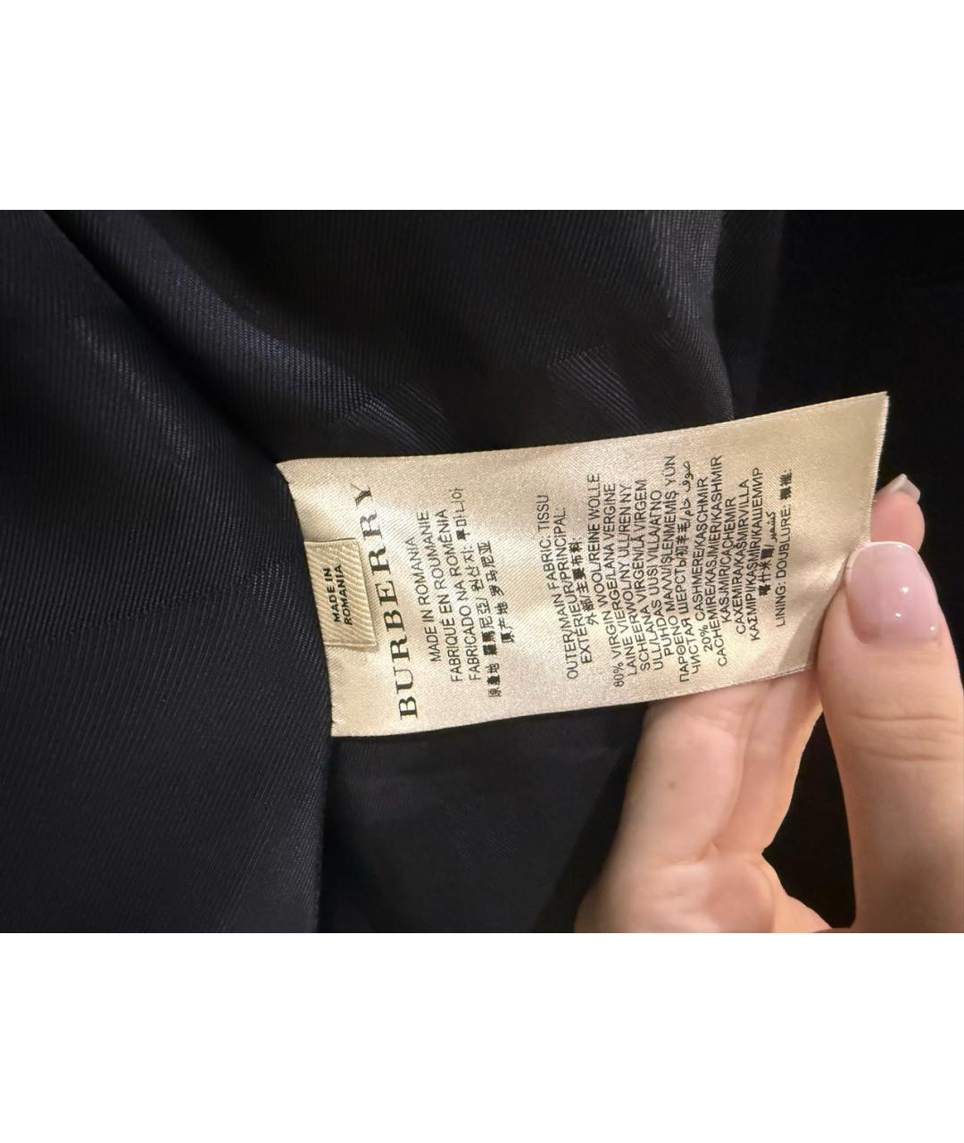 BURBERRY Черное шерстяное пальто, фото 6
