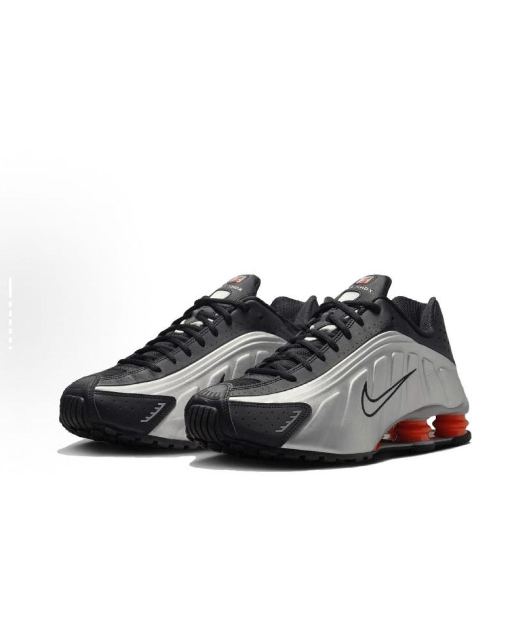 NIKE Серебряные кожаные низкие кроссовки / кеды, фото 3